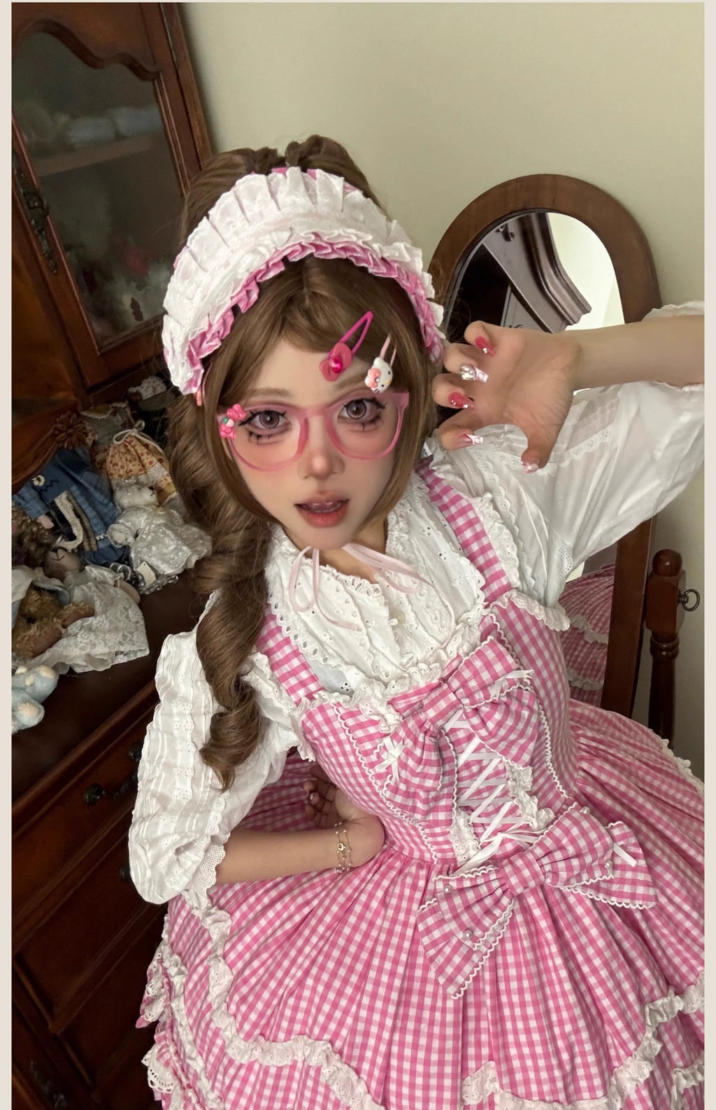Plaid Baileys - Pink Plaid Old School Lolita JSK Dress - image 26