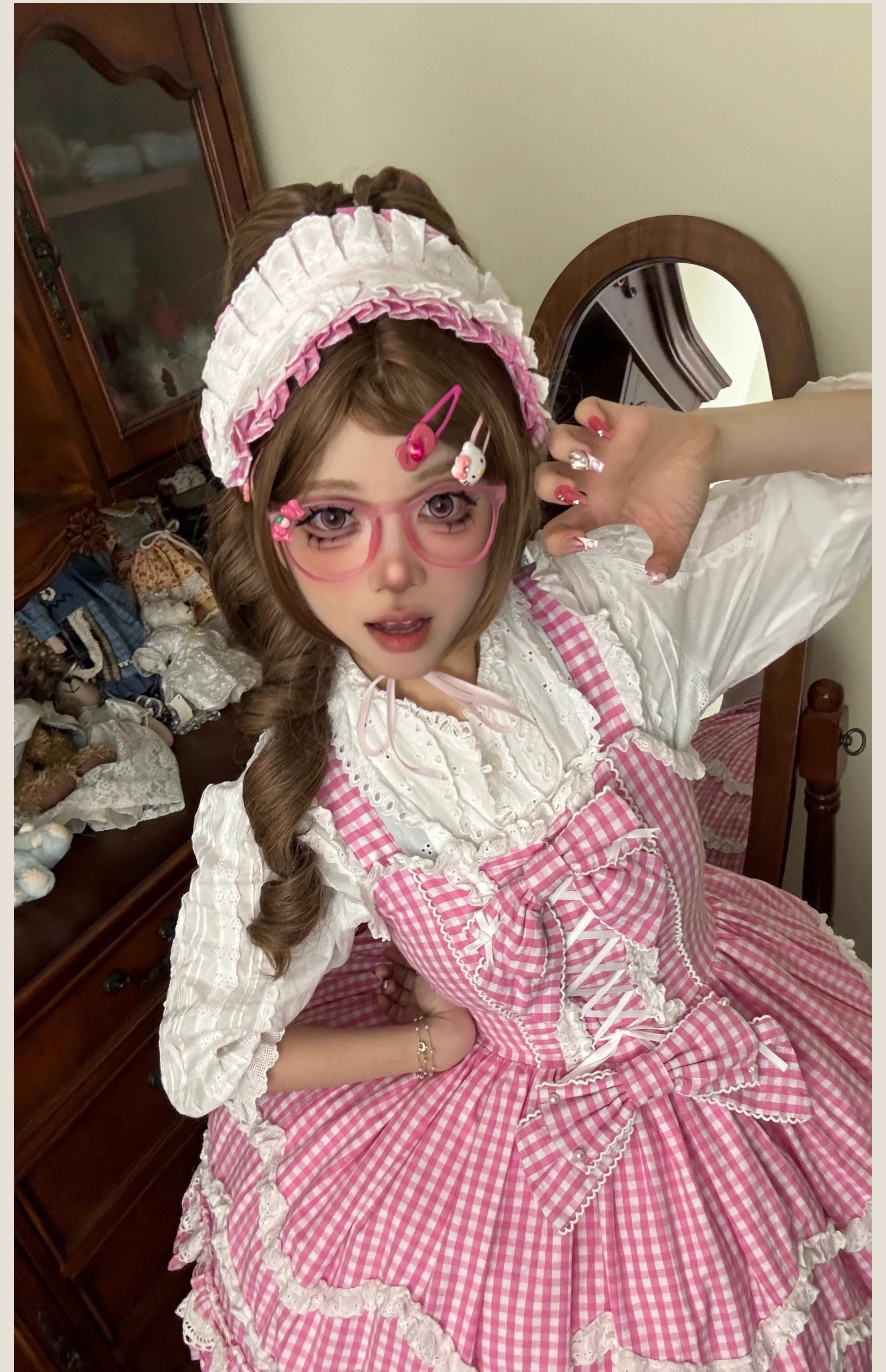 Plaid Baileys - Pink Plaid Old School Lolita JSK Dress - image 26