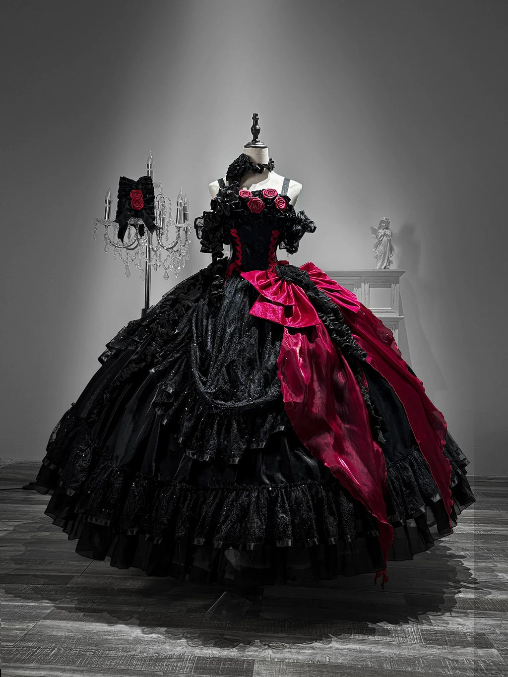 Gothic Lolita Wedding Corset JSK Dress, Lift-Up Hem - image 1