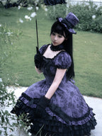 Bliss Bouquet - Cotton Old School Lolita Dress, Rose Print and Layered Hem and Accessories - image 6
