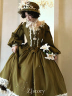 Embroidered Classic Lolita OP Dress, Lace Trim Shirt and Accessories - image 1