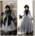 Nocturne SP - Striped Gothic Lolita OP Twin Lolita Dress with Apron and Accessories - image 11