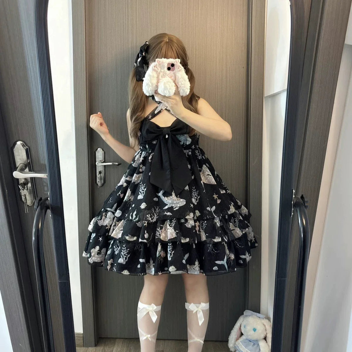 Ocean Sweetheart - Chiffon Sweet Lolita JSK Dress, Whale & Jellyfish Print - image 11