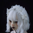 White Lace Angel Wing Gothic Lolita Hairband - image 1