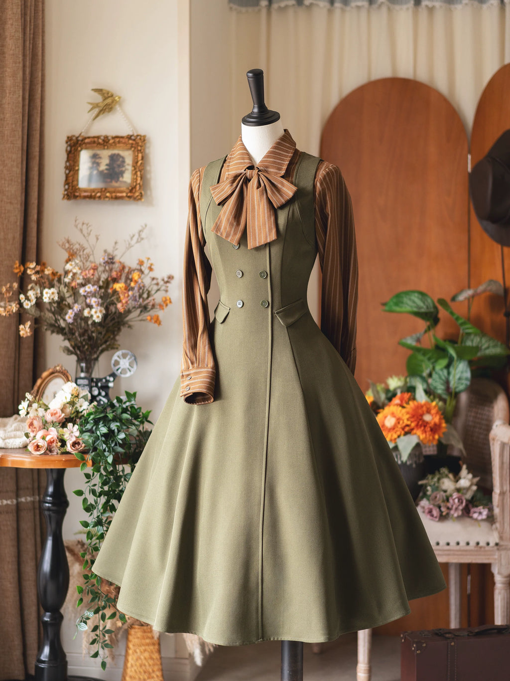 Foggy Forest - Elegant Lolita A-line JSK Dress, Side Pockets - image 2