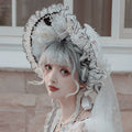 Dark Starry Night - Wedding Lolita Bonnet Bridal Mesh Gloves and Necklace - image 1