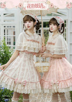 Whispers of Blossoms & Candlelight - Sweet Lolita Floral Printed JSK Dress with Bows and Accessories - image 8