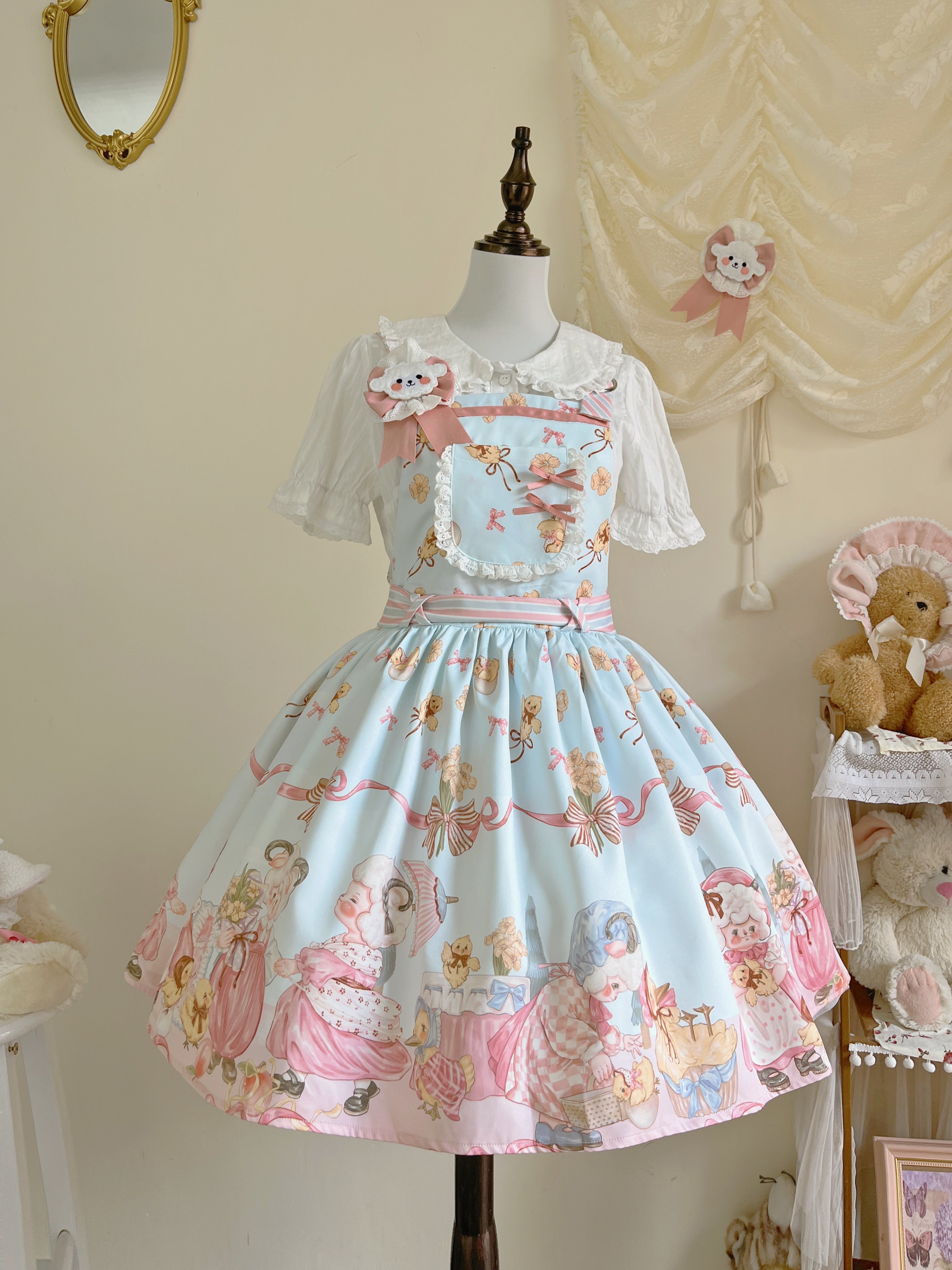 Sheep Pattern Waltz Princess Lolita JSK Salopette - image 6
