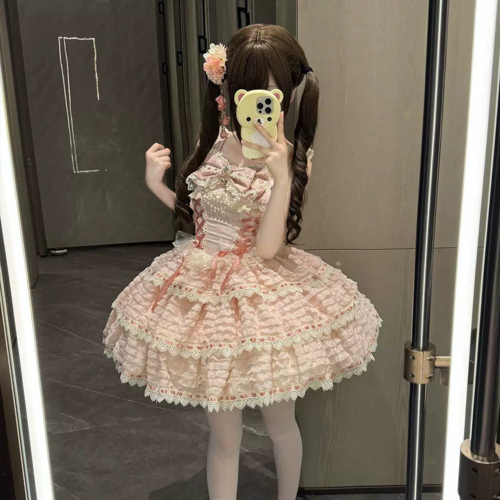 Floral Elegy - Sweet Lolita JSK Dress, Tiered Hem - image 11