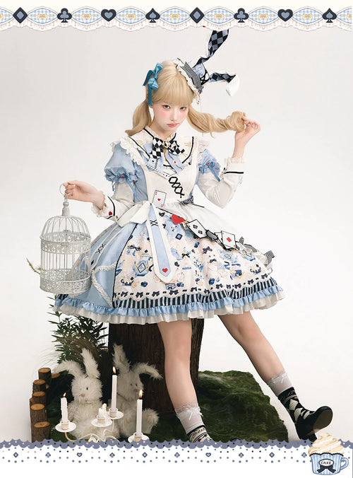 Alice - Kawaii Lolita OP Dress, Rabbit & Playing Card Motifs - image 6