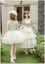 Sea Salt Soda - Classic Lolita Adjustable Corset JSK Dress, Tiered Tulle Hem - image 3