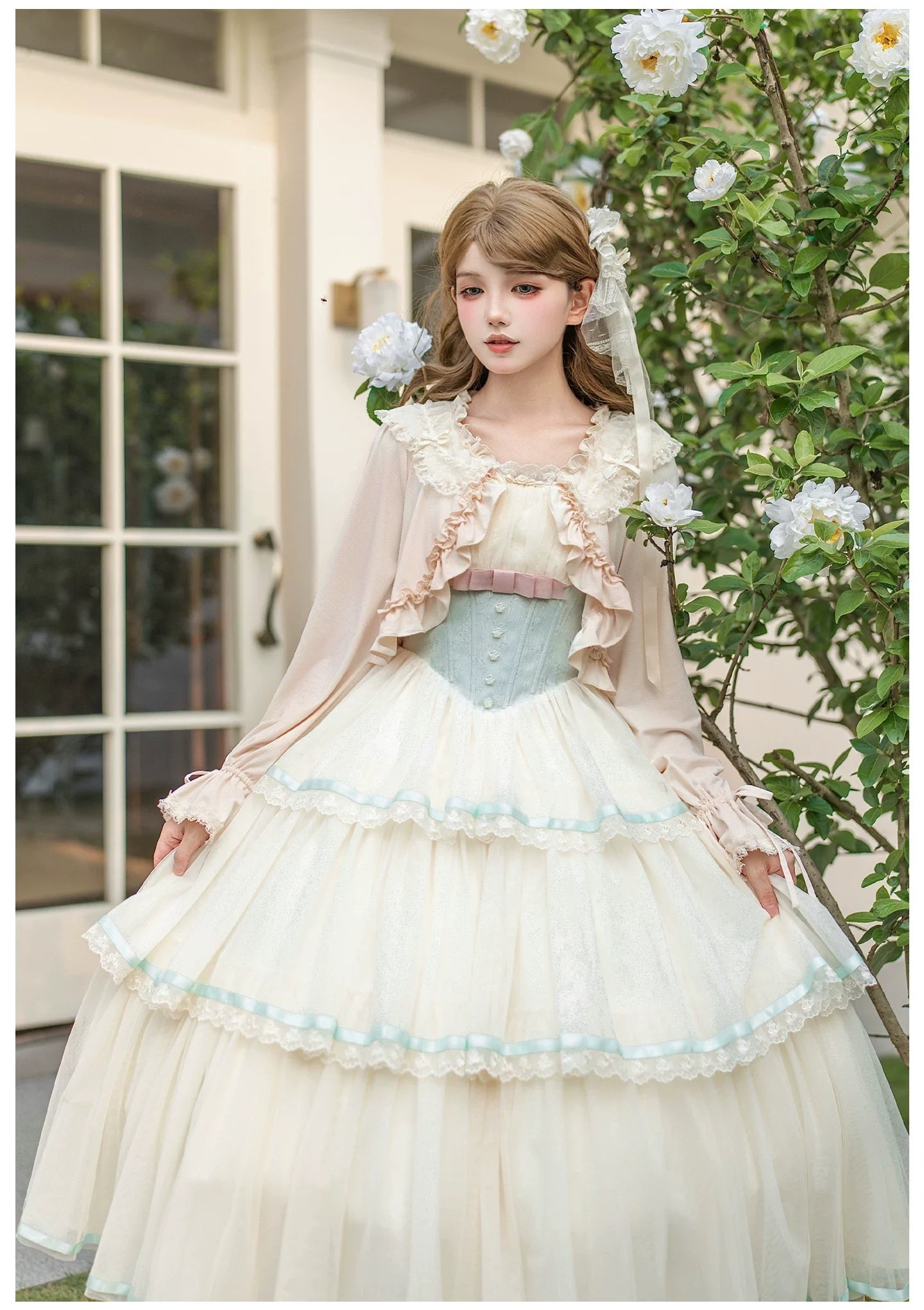 Sea Salt Soda - Classic Lolita Adjustable Corset JSK Dress, Tiered Tulle Hem - image 19