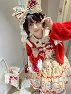 Showa Dessert Showcase - Kawaii Lolita JSK/Salopette Dress Suit, Pudding-Inspired - image 56