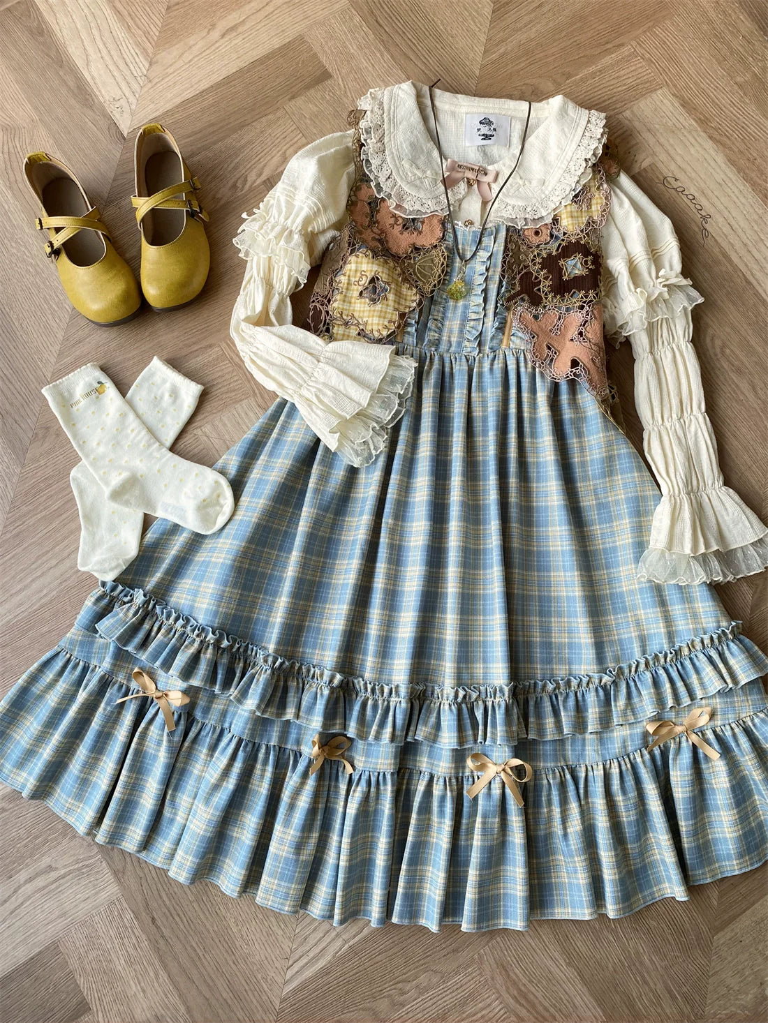 Green Fairy Tales Classic Plaid Plus Size Lolita JSK Dress - image 19