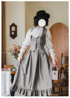 Classic Lolita A-Line Skirt, Button-Front Vest and White Blouse - image 22