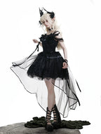 Star Swan Dream - Black Gothic Lolita JSK Dress, Swan Embroidery - image 11