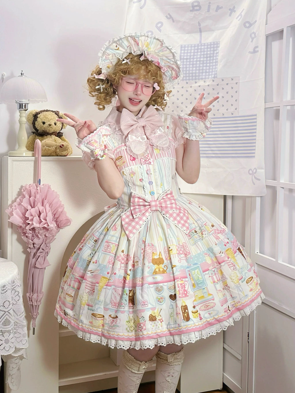 Summer Ice Cream Tale - Old School Lolita Ice Cream Printed OP & JSK Dress - image 3