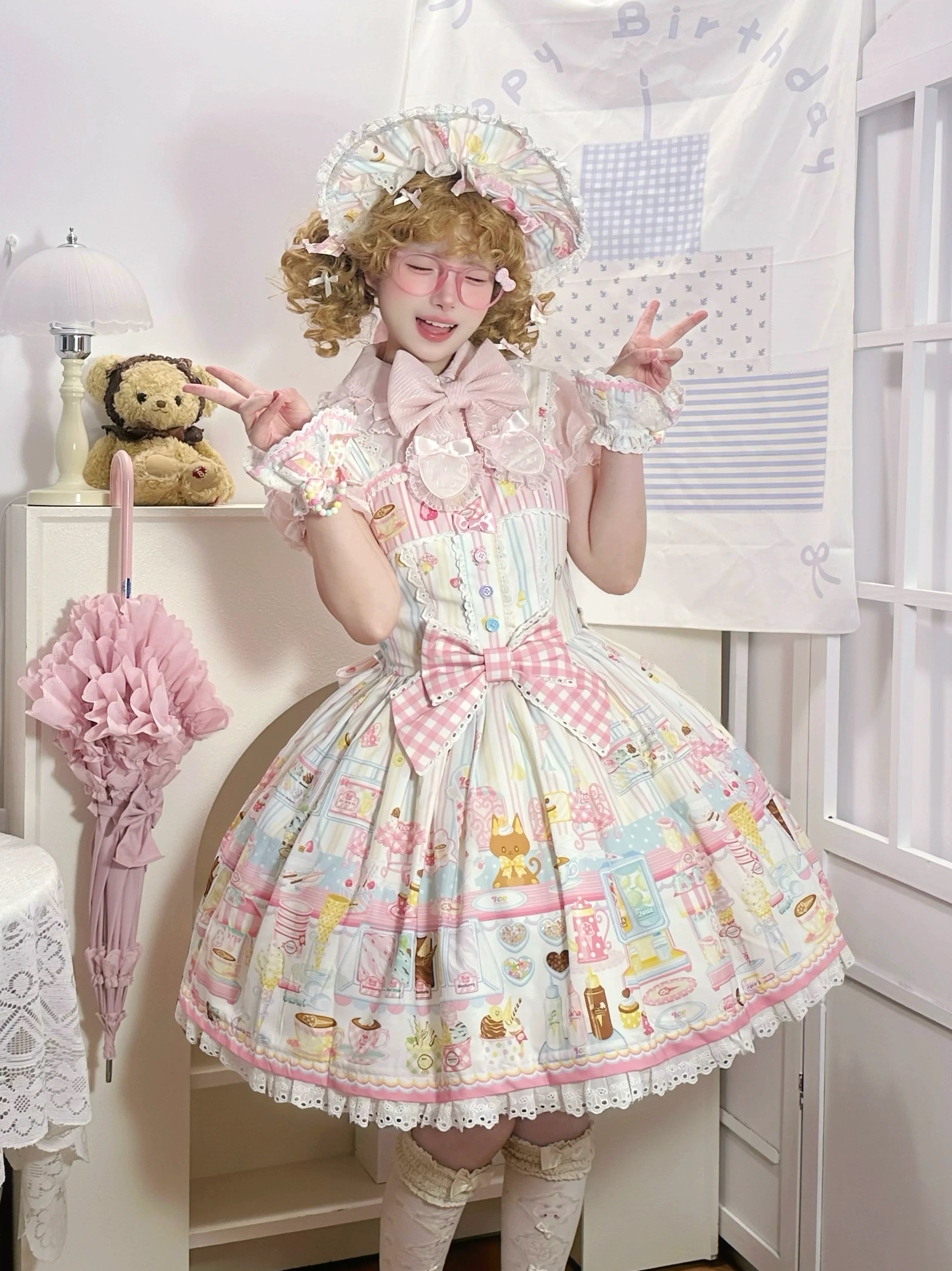 Summer Ice Cream Tale - Old School Lolita Ice Cream Printed OP & JSK Dress - image 3