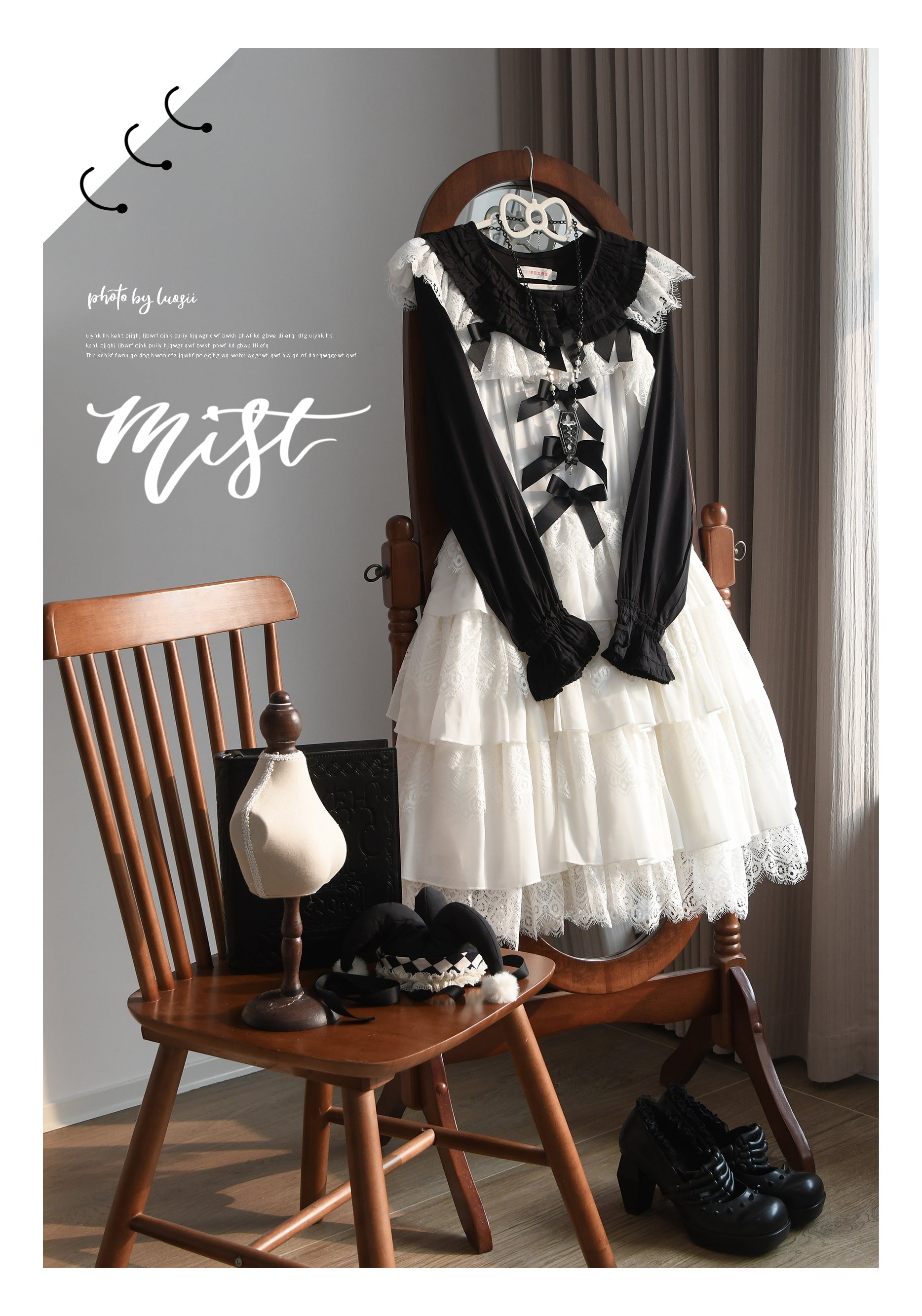 Wine Drunk Rose - Sweet Cotton Lolita Blouse with Ruffles and Pleats - image 4