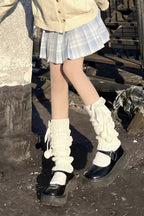 Cute Lolita Leg Warmers Winter Knitted JK Pile Socks - image 3