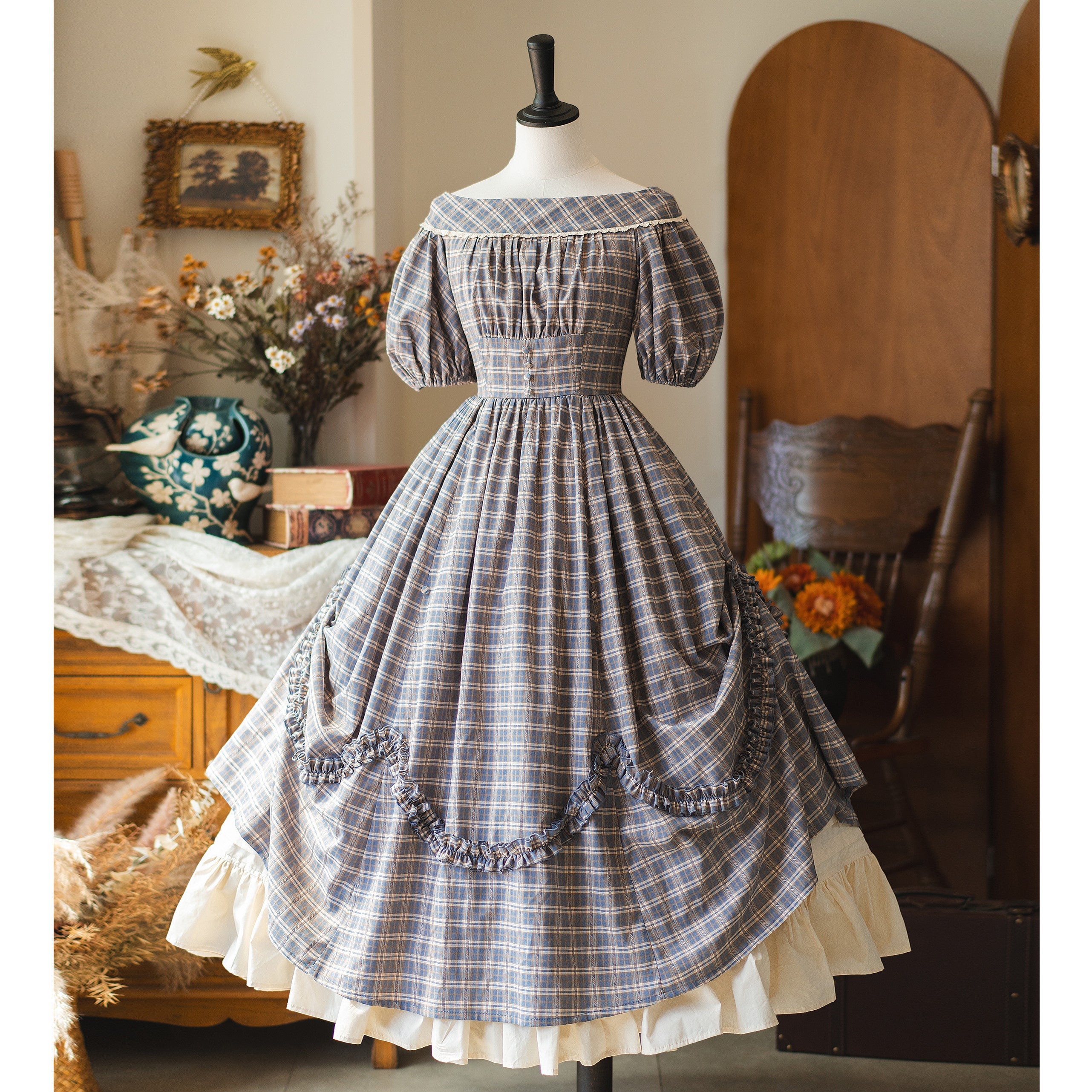 Forest Picnic - Classic Lolita OP Dress with Off-Shoulder and Lifting Hem - image 5