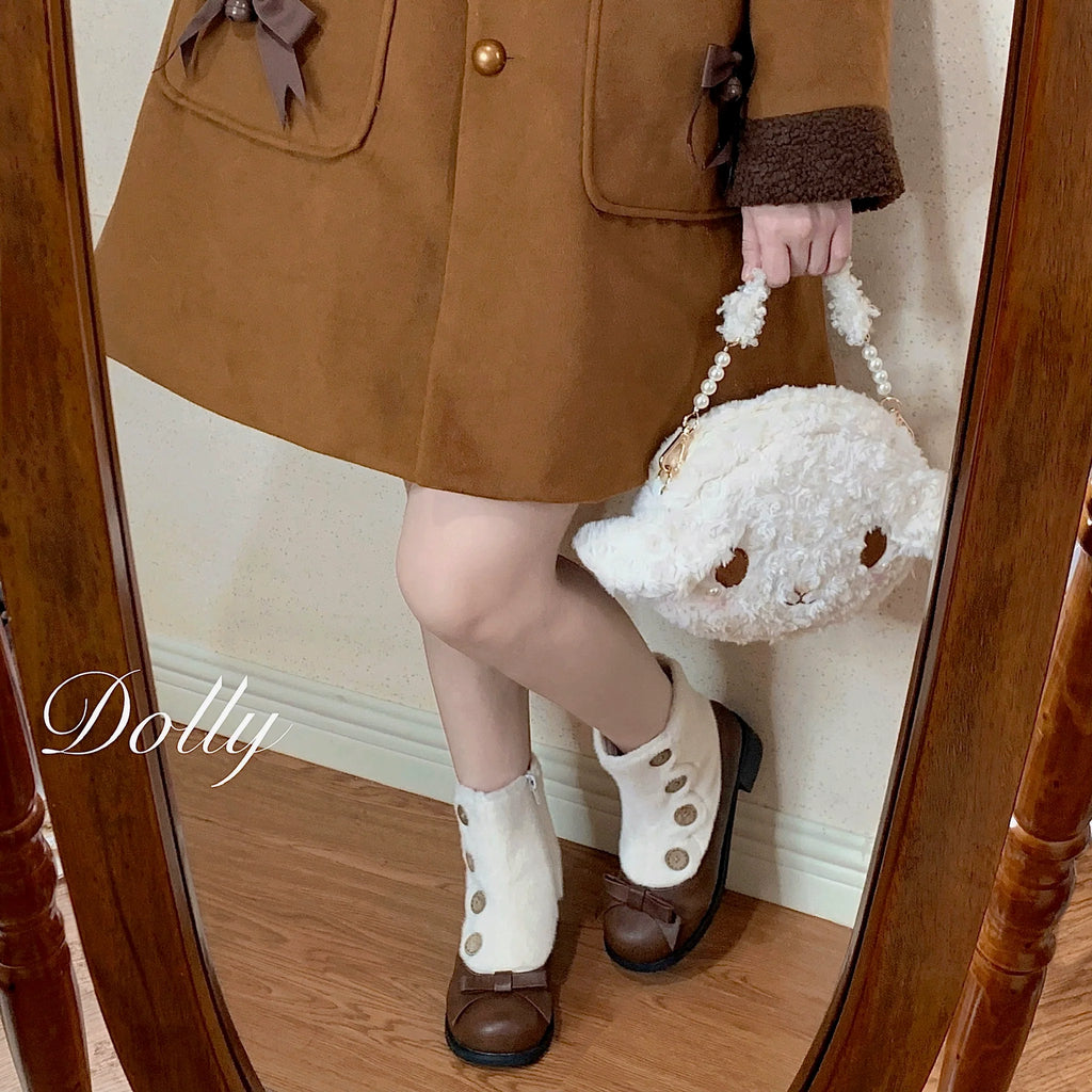 Winter Lolita Boots Fur Mary Jane Lolita Low Heel Shoes - image 39