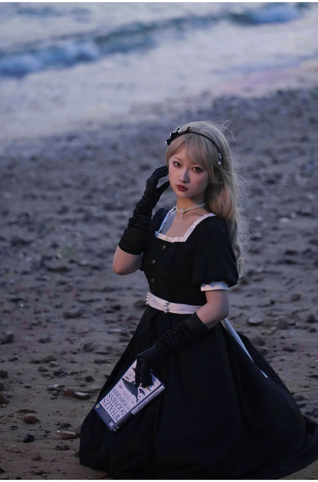 Thoughts - Vintage Black Lolita OP Dress with Square Neckline - image 25