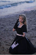 Thoughts - Vintage Black Lolita OP Dress with Square Neckline - image 25