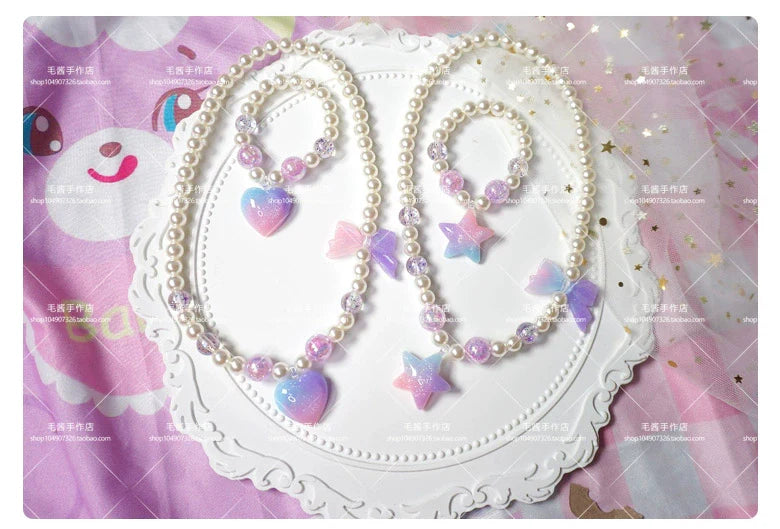 Kawaii Lolita Gradient Necklace and Bracelet Set - image 8
