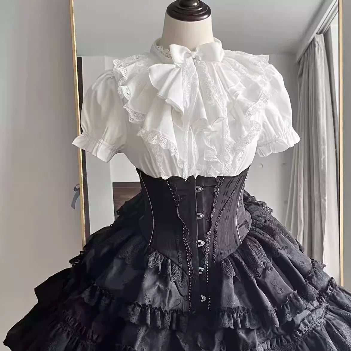 Gothic Lolita Shirt, Detachable Flared Sleeves - image 11