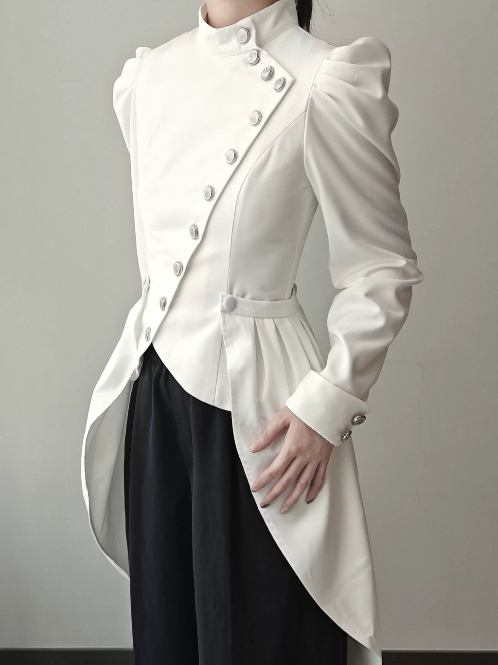White Night Sonata - Ouji Lolita Embroidery Coat, Detachable Trailing - image 11