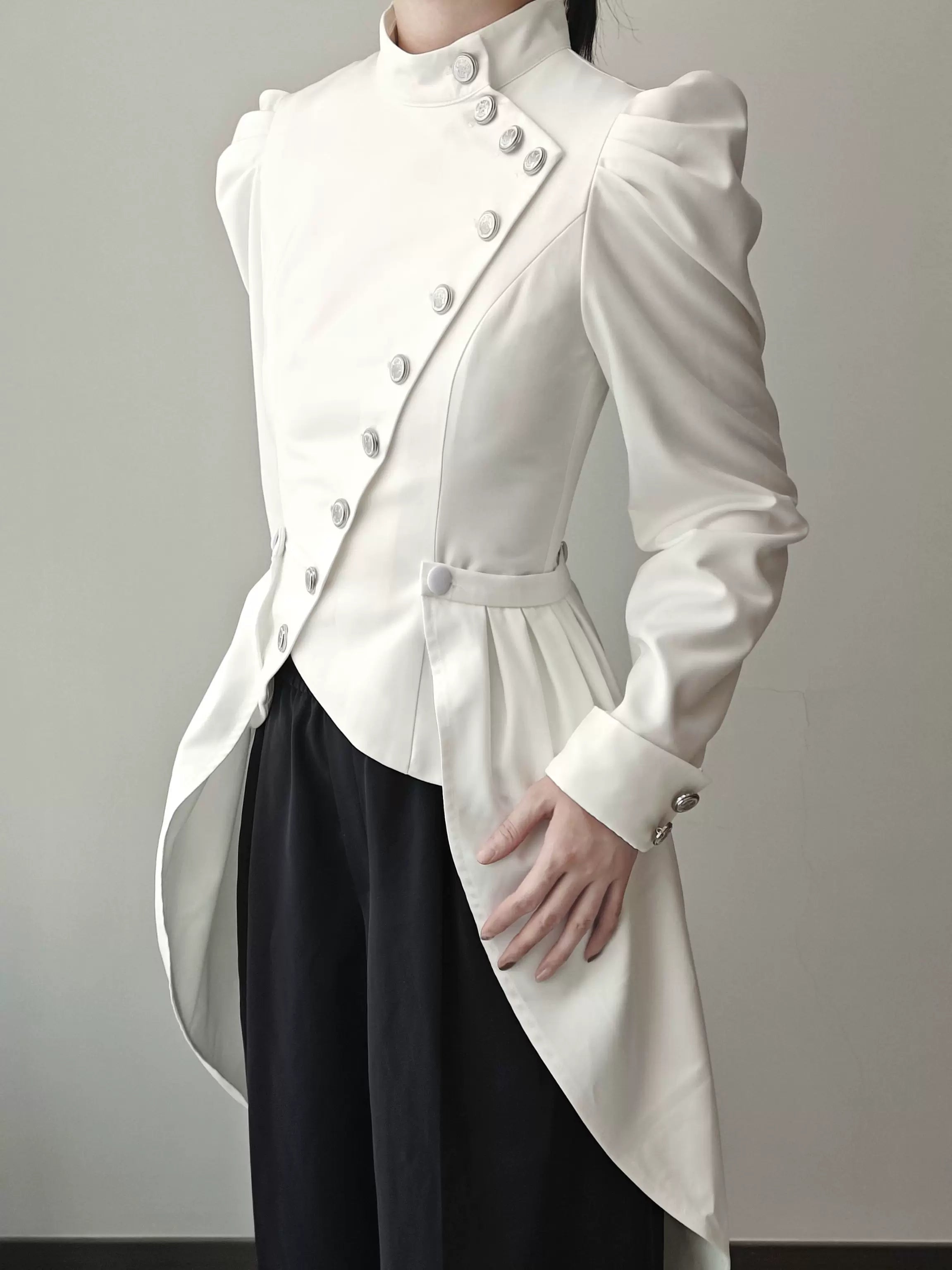 White Night Sonata - Ouji Lolita Embroidery Coat, Detachable Trailing - image 11