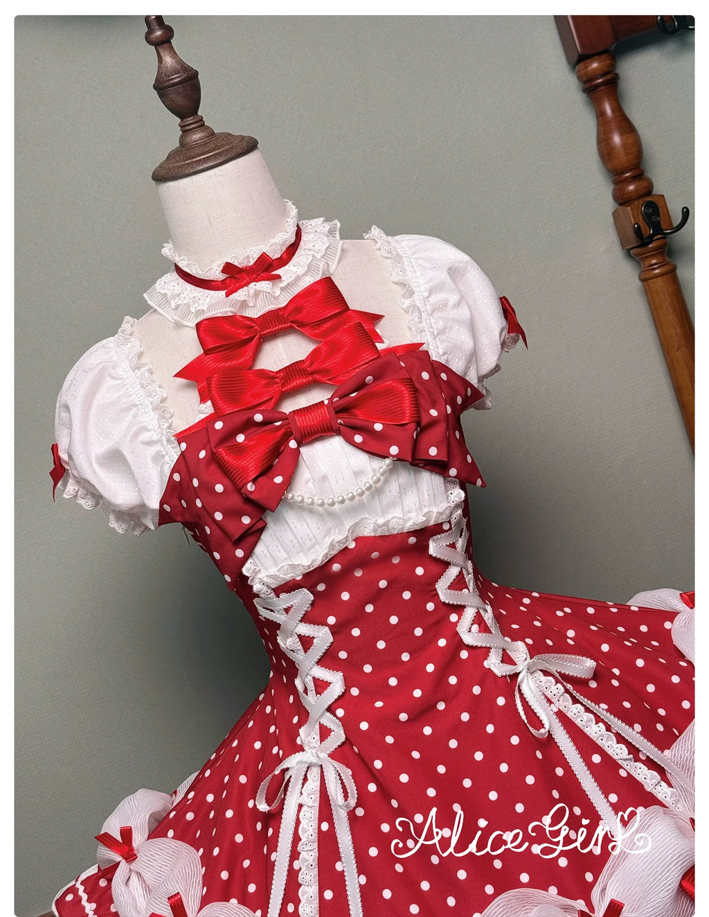 Old School Lolita Halter Neck OP Dress, Polka Dot Accent - image 54
