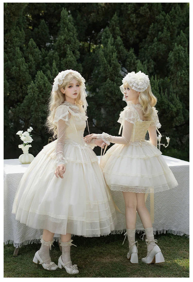 Confession Poem - Classic Lolita Corset JSK Set, Lace & Bows - image 11