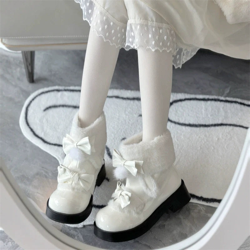 Kawaii Lolita Winter Boots, Bow-Adorned - image 10