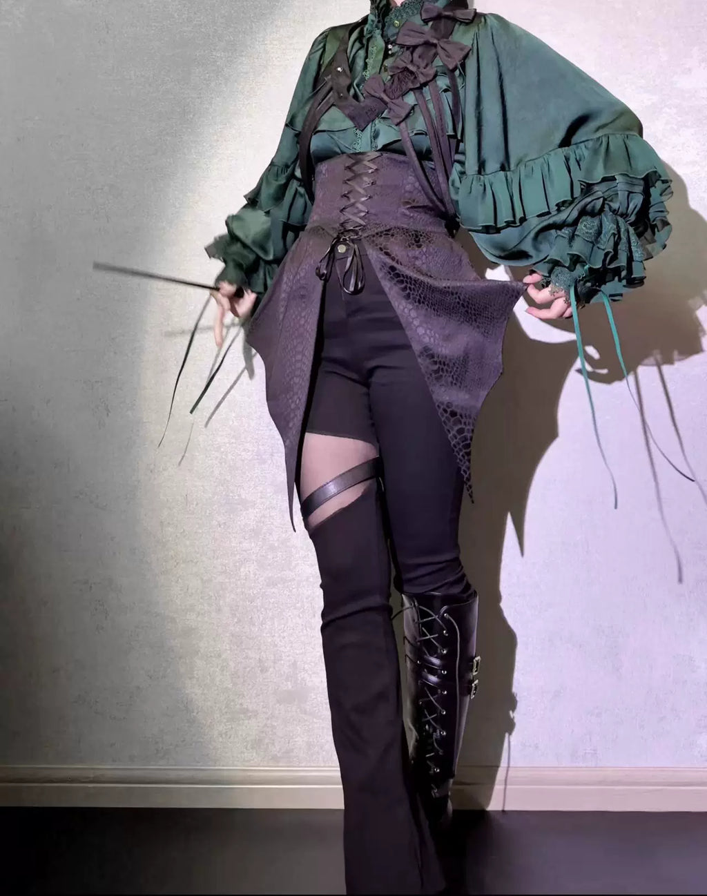 Blue Moon Bone Erosion - Gothic Lolita Waist Cincher, Bat Wing Hem - image 31