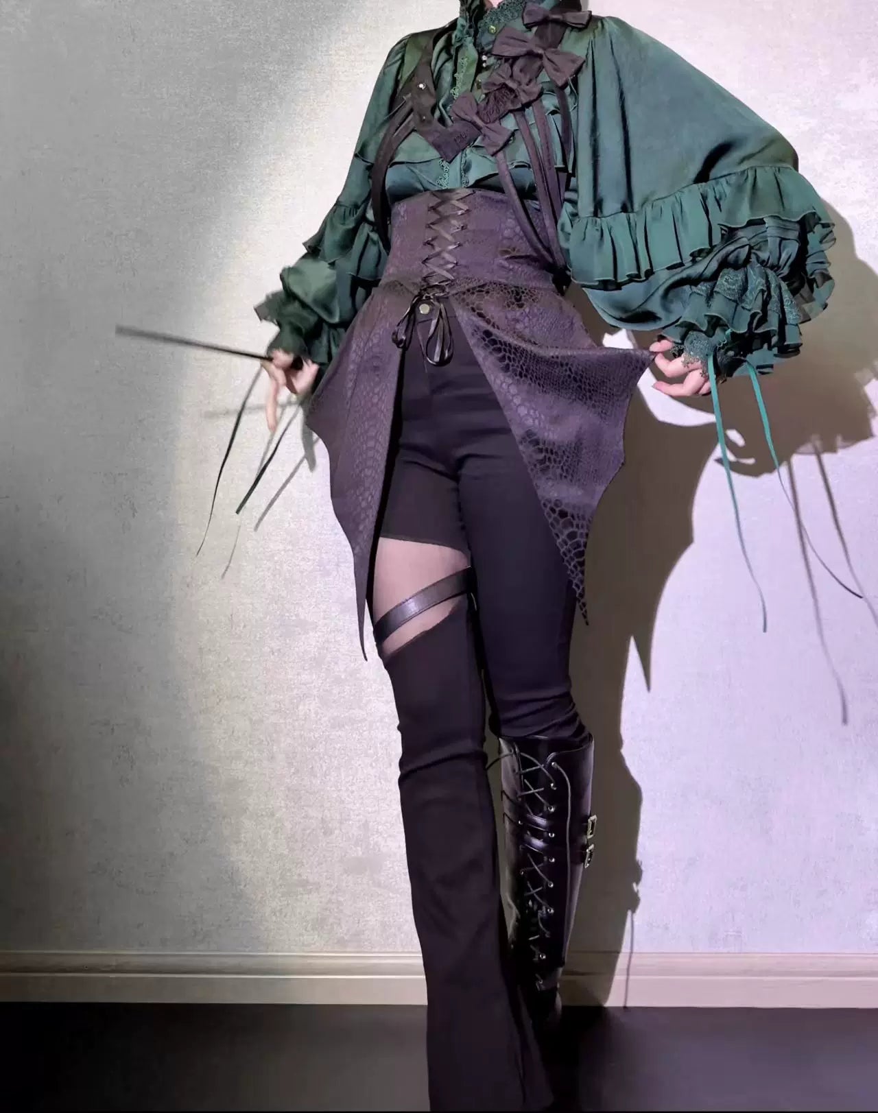 Blue Moon Bone Erosion - Gothic Lolita Waist Cincher, Bat Wing Hem - image 31