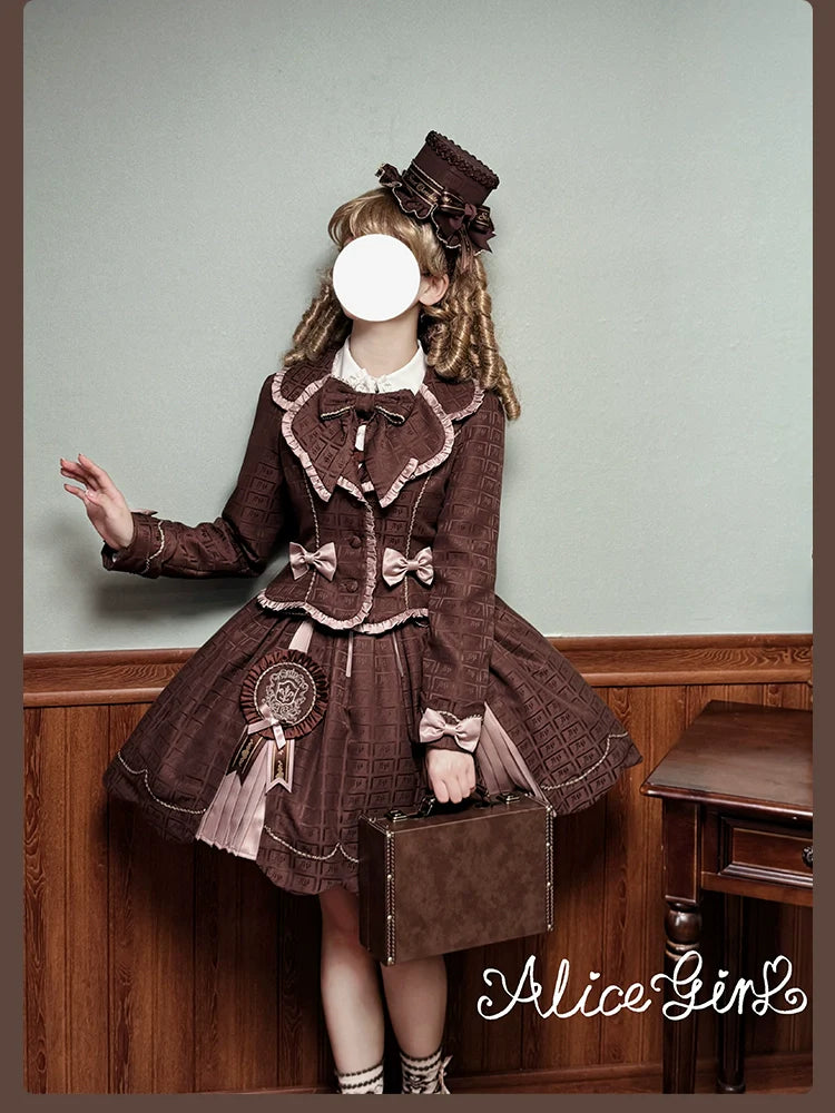 Bear Chocolate Slab - Classic Lolita Pleated JSK & SK Dress, Side Zipper - image 54