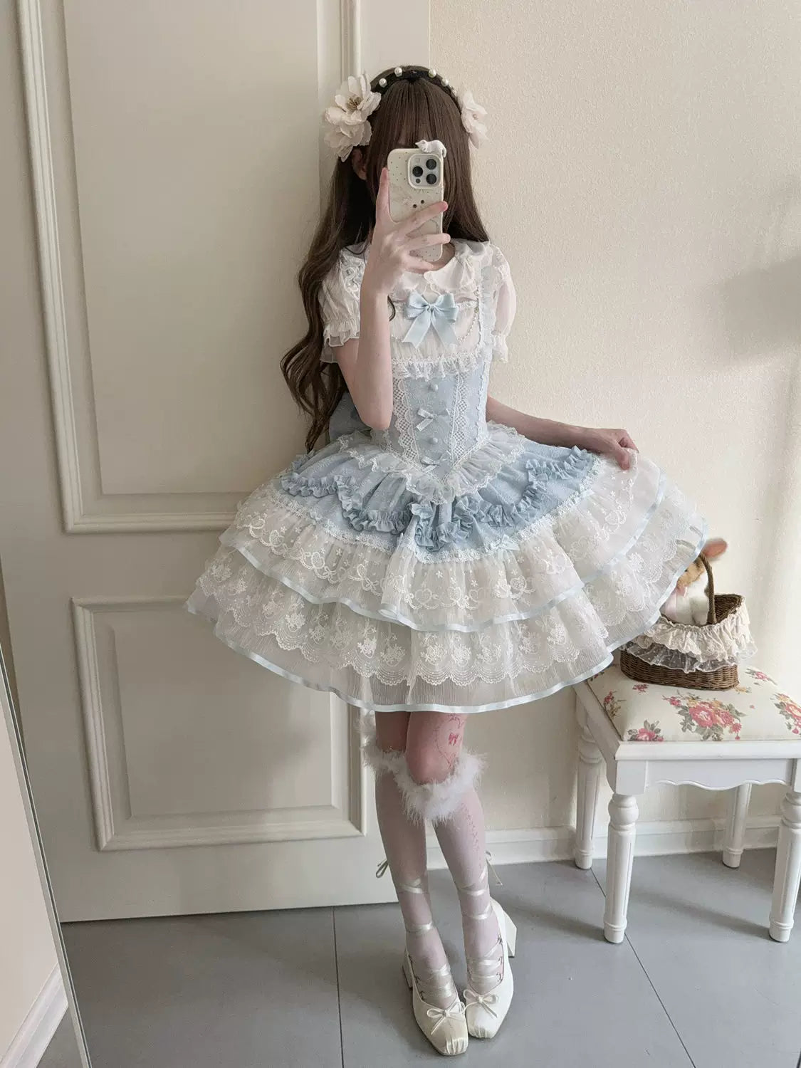 Ballet Dream - Sweet Lolita JSK Dress, Petal-like Layered Skirt - image 13