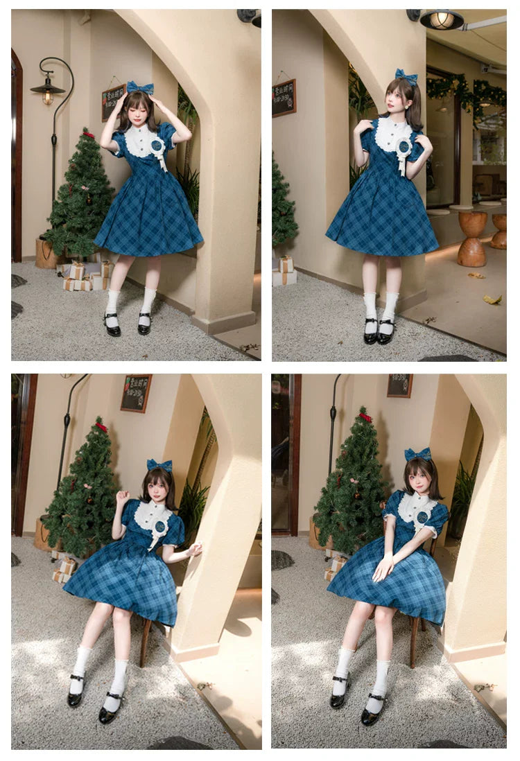 Showa Girl - Classic Lolita Showa Retro Idol Plaid OP Dress - image 7