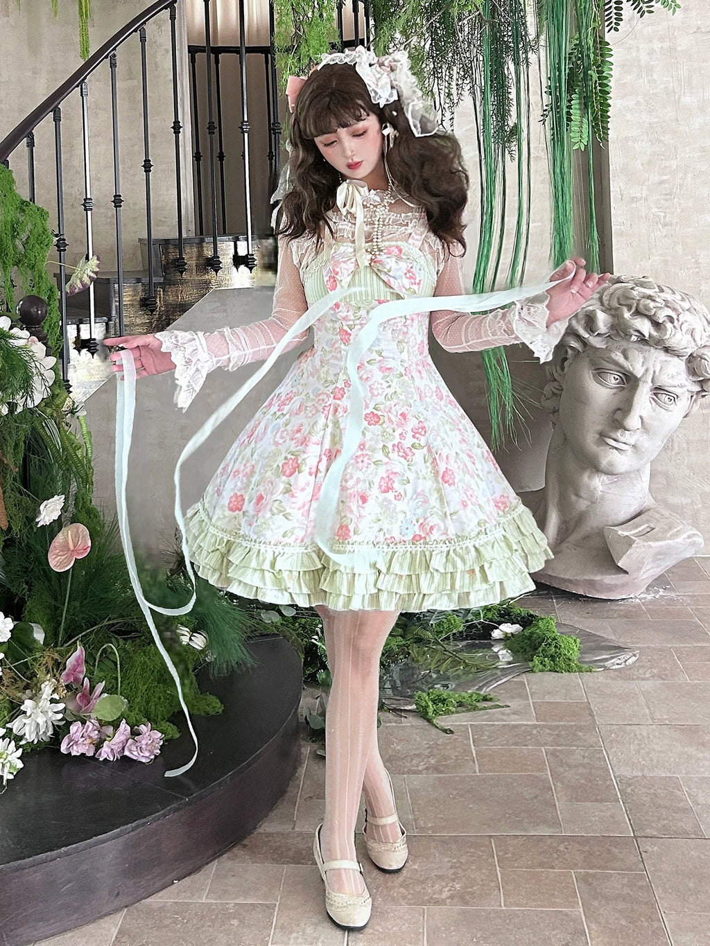 Rose Spring Romance - Cotton Old School Lolita JSK Dress, Floral Print - image 8