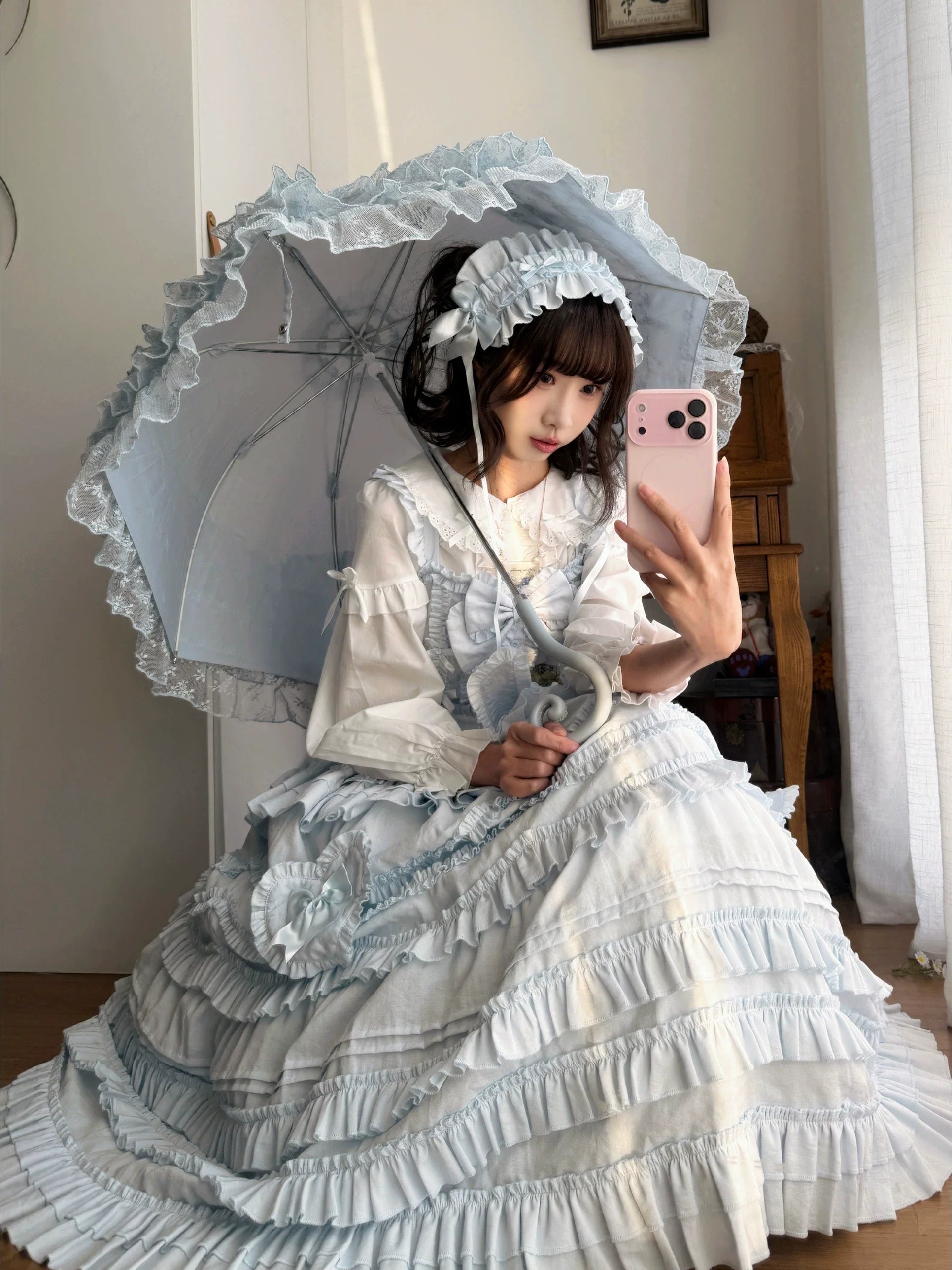 Loveheart - Solid Classic Lolita JSK Dress, Tiered Hem - image 18