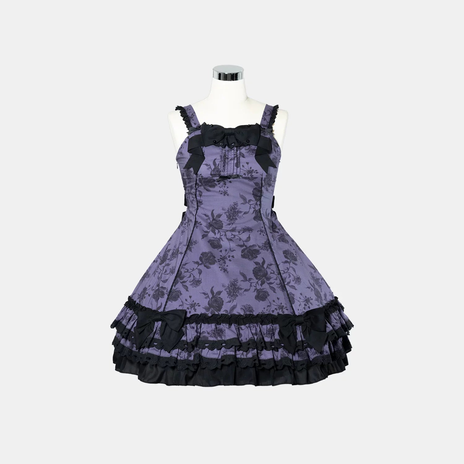 Bliss Bouquet - Cotton Old School Lolita Dress, Rose Print and Layered Hem and Accessories - image 26