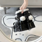 Bunny Tail - Fuzzy Kawaii Lolita Snow Boots, Detachable Plush Bow - image 3