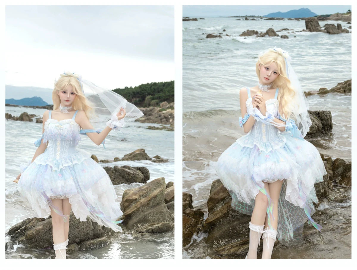 MermaidTears - Wedding Lolita JSK Dress, Ocean Theme - image 10
