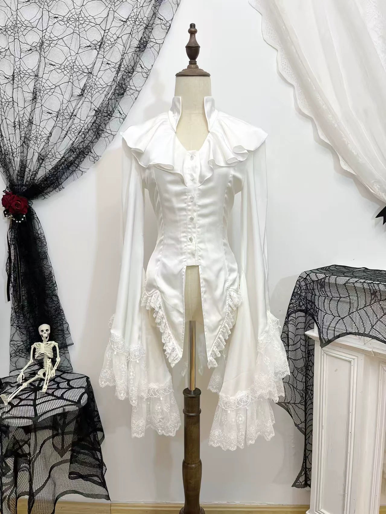 Butterfly Shadow - Gothic Lolita Ruffled Tailcoat Blouse - image 3