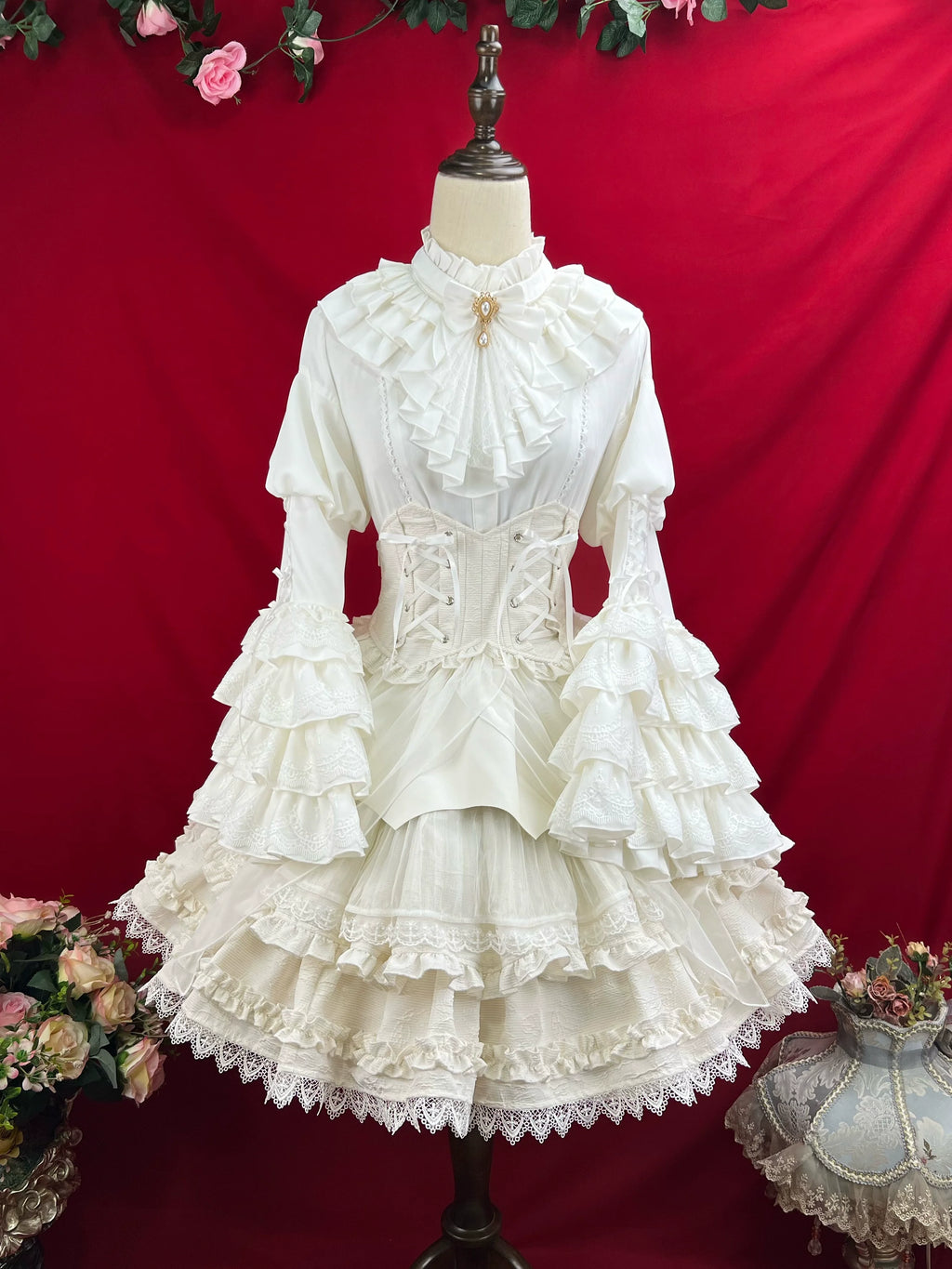 Good and Evil Angel - Gothic Lolita SK Set Retro Princess Sleeve Blouse - image 20