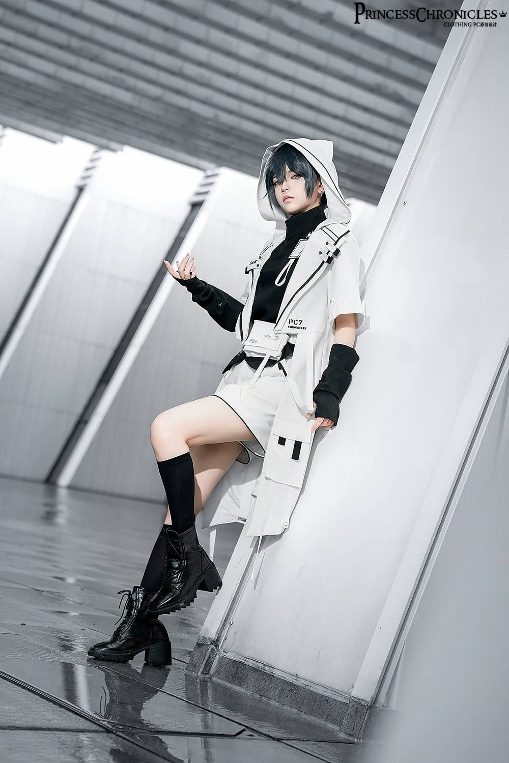 White Cat - Futuristic Style Cool Lolita Pants Suit With Cat Ear Coat - image 6