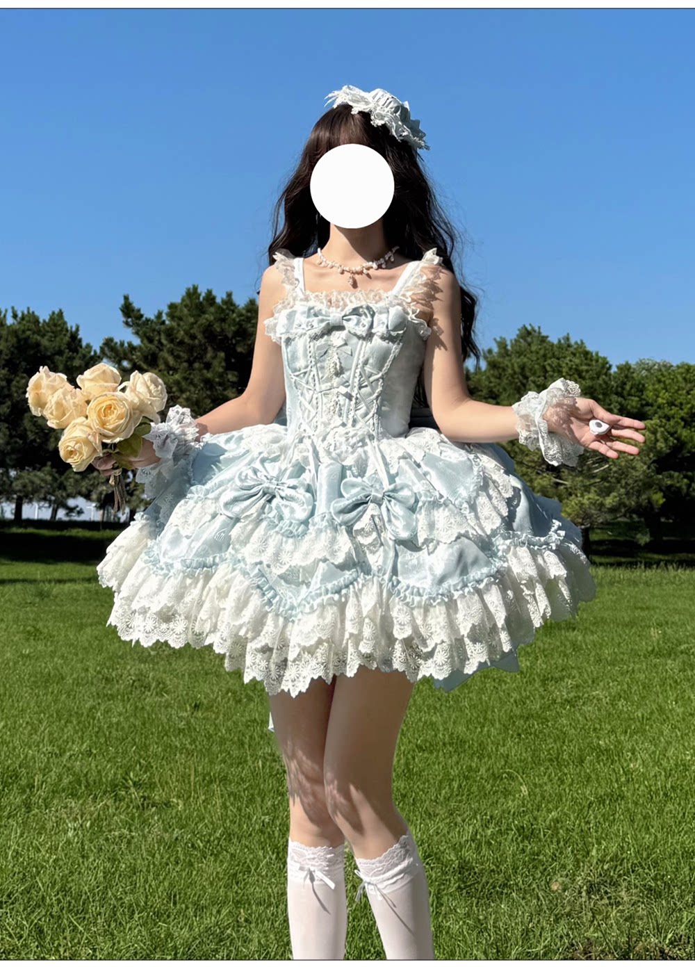 Realm of Sea Moon Sweet Lolita Jacquard JSK and Accessories - image 2