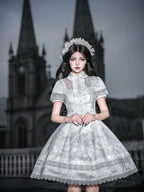 White Classic Lolita Printed OP Dress with Cross - image 1